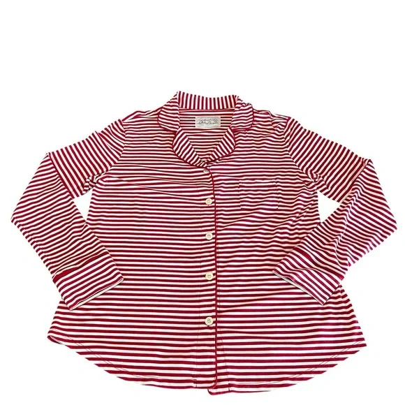 The Cat’s Pajamas Classic Red and White Striped Women's Pajama Set Size Large - Picture 3 of 12